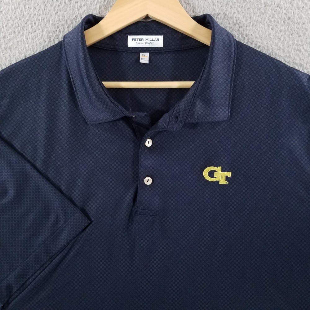Georgia Tech Yellow Jackets Peter Millar Polo Mens XXL Blue Summer Comfort Golf